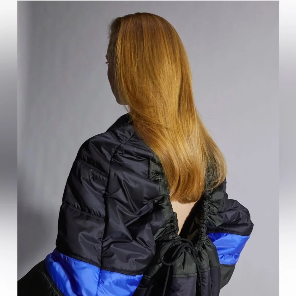 GANNI X66°NORTH Vatnajökull Quilted Black Green Open Back Puffer Coat Dress XS/S - Picture 6 of 12